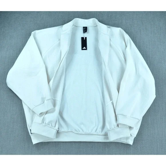 Adidas Jacket Men's 3XL White Basketball One Fleece Track Jacket Full Zip NWT - Picture 8 of 11